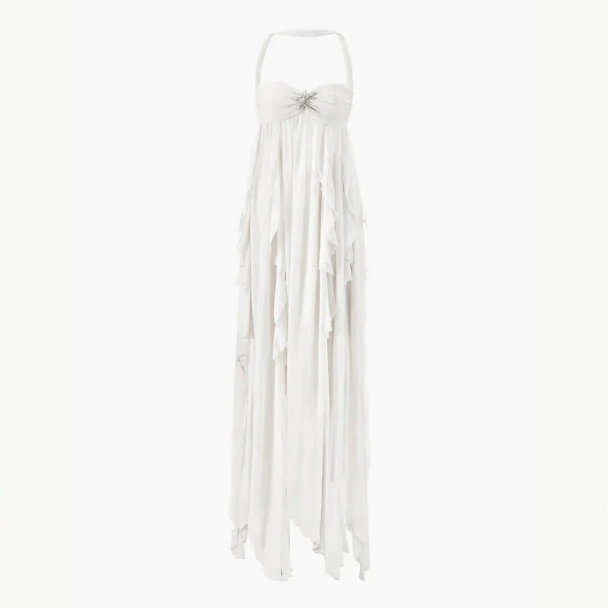 Robe longue élégante à dos ouvert avec détails scintillants. 2