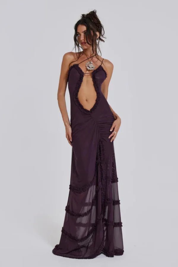 Robe longue fluide avec silhouette ample et volants délicats. 9