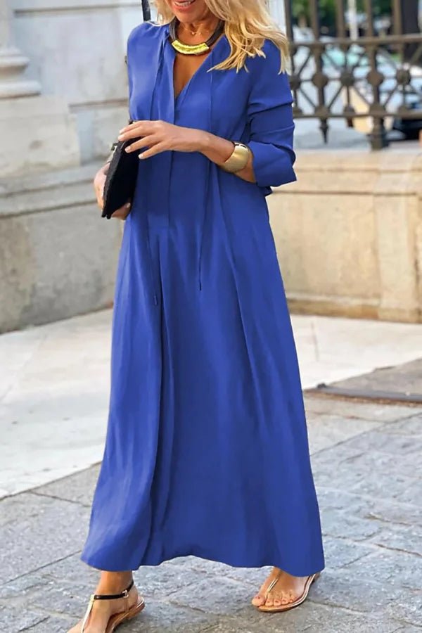 Robe longue fluide, silhouette ample élégante. 1
