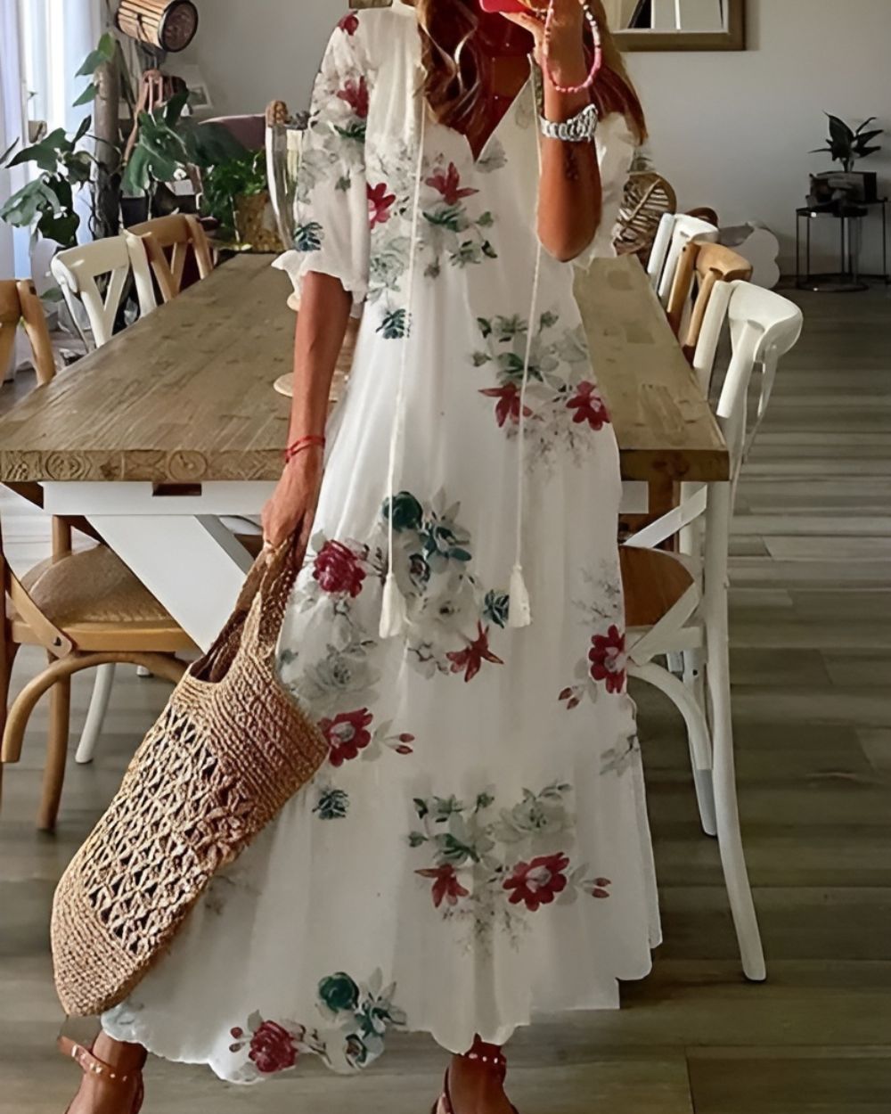 Robe longue fluide au style bohème chic. 7