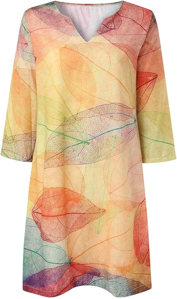 Robe mi-longue à imprimé feuilles, silhouette fluide et élégante, idéale pour des occasions formelles. - 2
