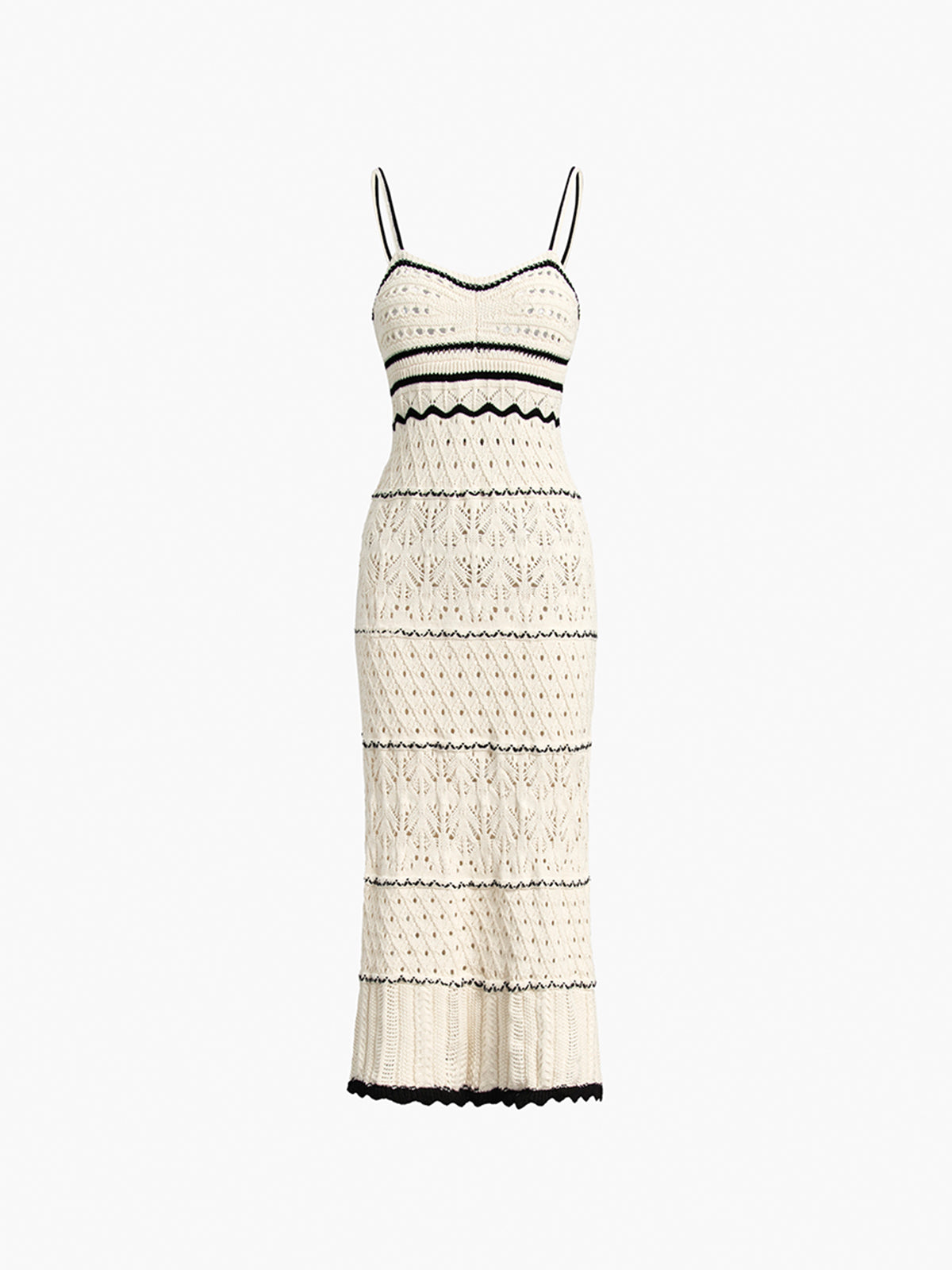 Robe mi-longue à rayures élégantes. - 2