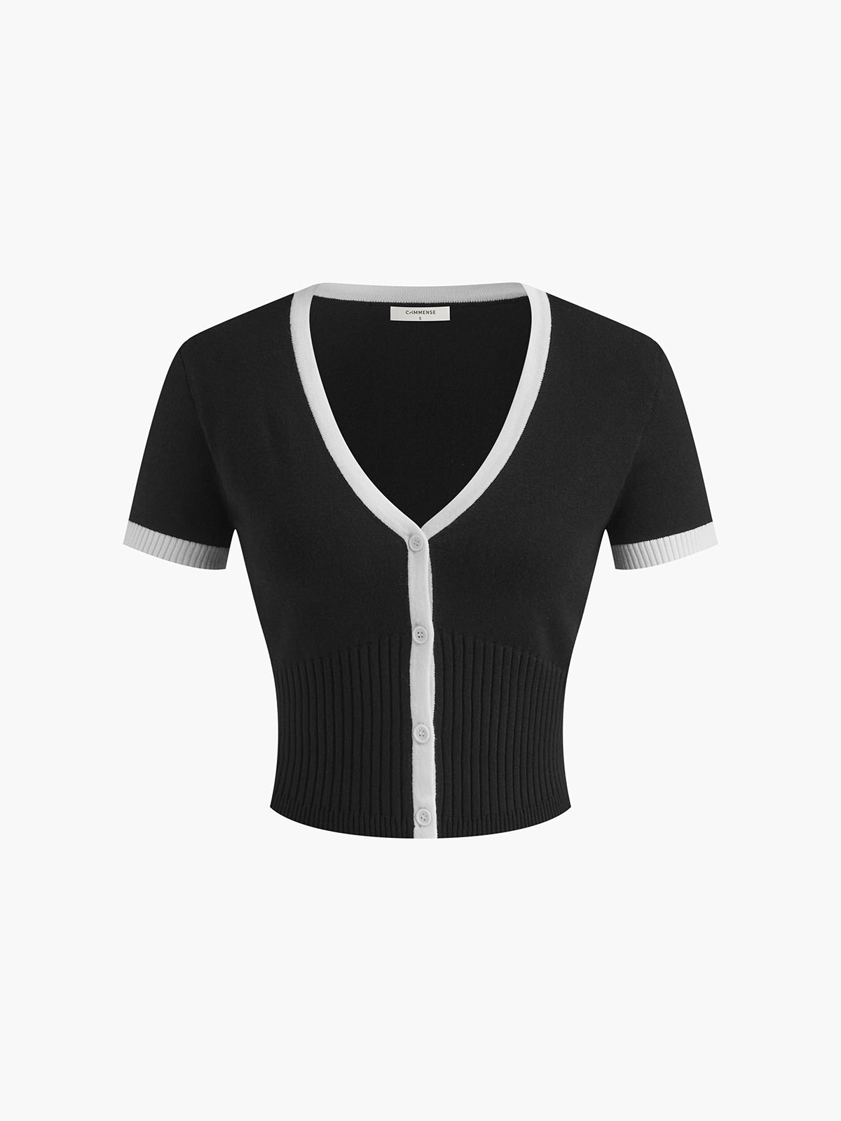 Robe midi élégante avec bordure contrastée et col en V. - 7