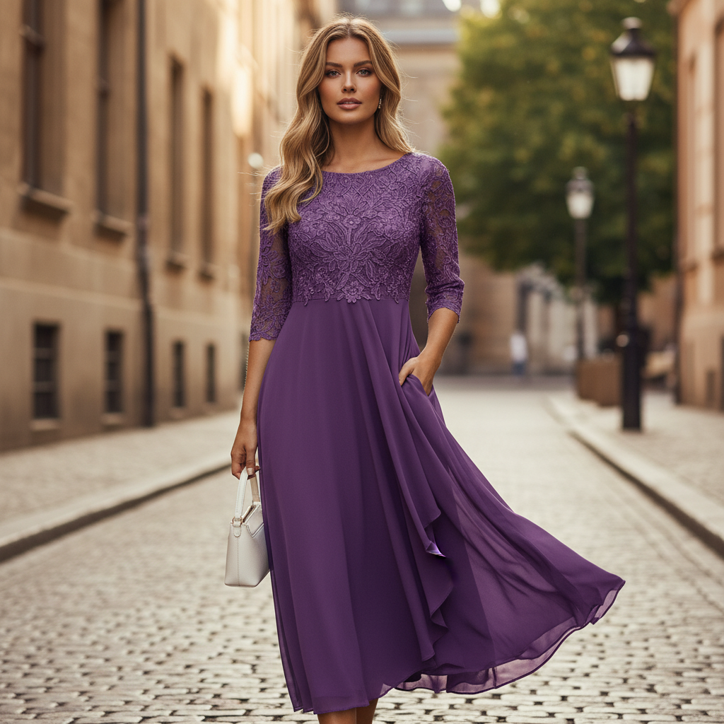 Robe midi élégante à coupe flatteuse, idéale pour des occasions formelles. - 5