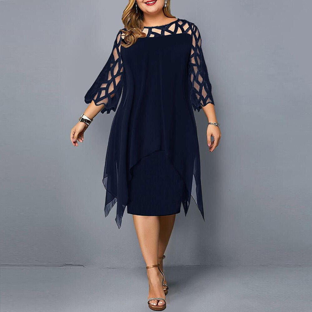 Robe midi élégante avec ourlet asymétrique. - 1