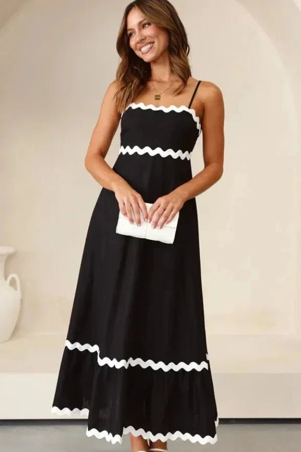 Robe midi évasée avec des détails festonnés élégants. - 3