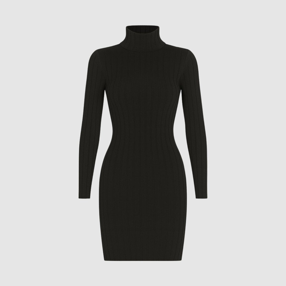 Robe sculptante, col roulé, silhouette allongée. 4
