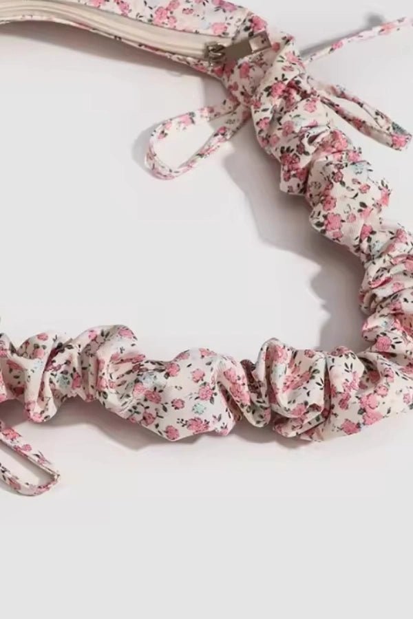 Sac à main élégant avec poignées froncées et imprimé floral. - 3