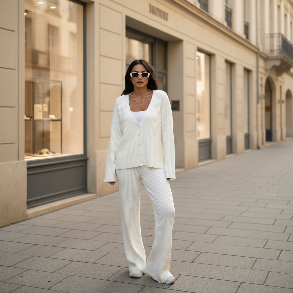 Ensemble de loungewear femme, manches larges, coupe confortable, style décontracté. - 5