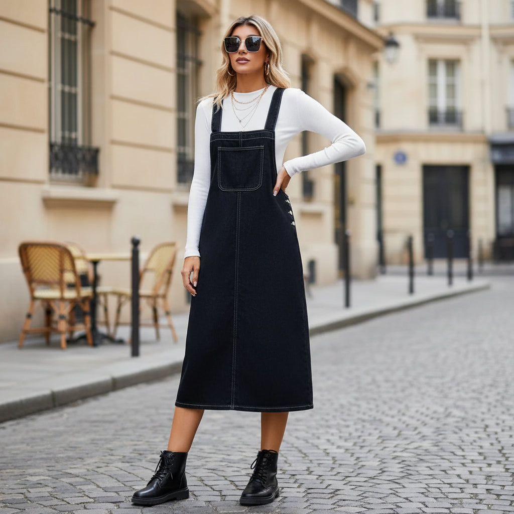 Robe midi évasée, style pratique et élégant. - 1