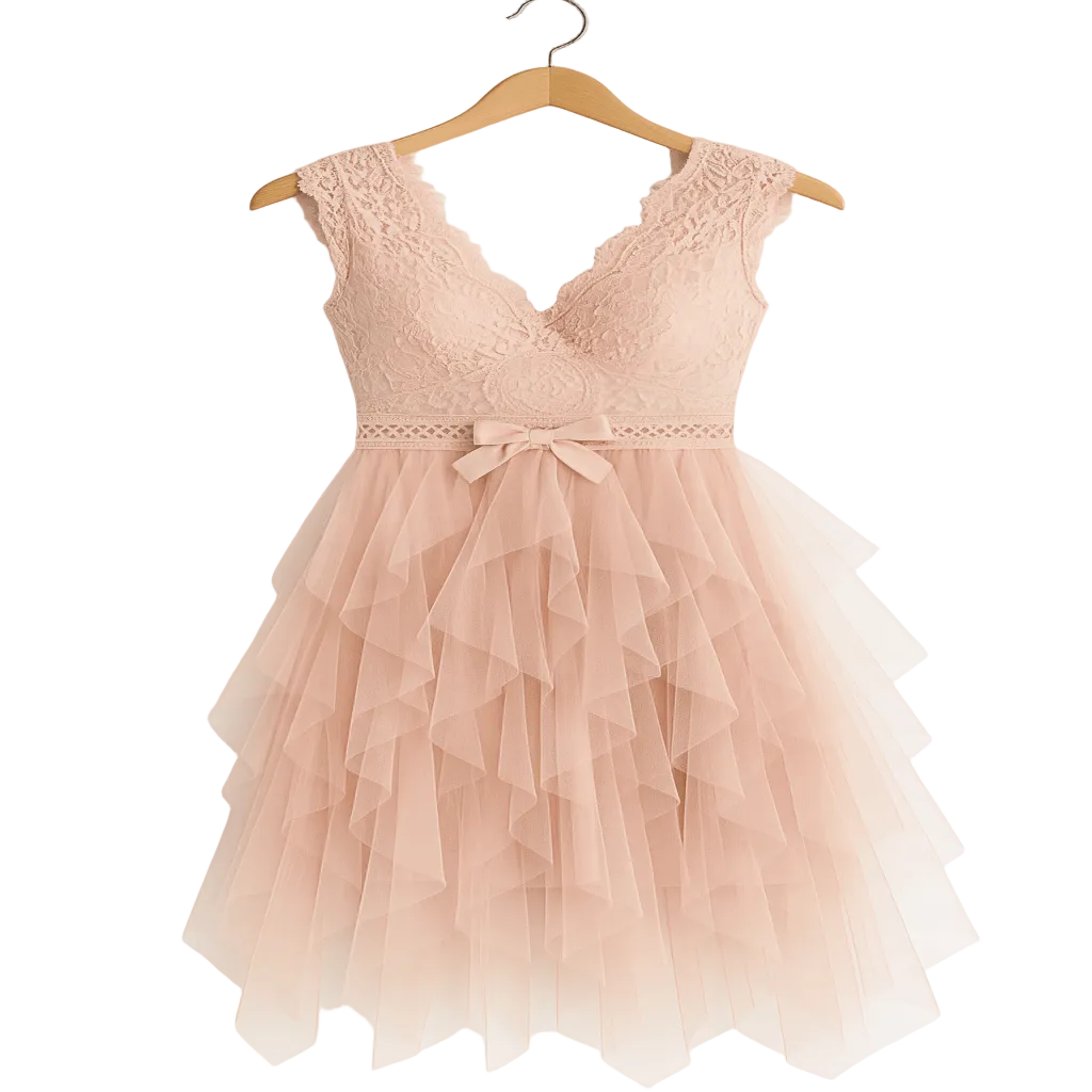 Robe midi élégante, silhouette cintrée avec décolleté en V et jupe évasée, style romantique. - 3