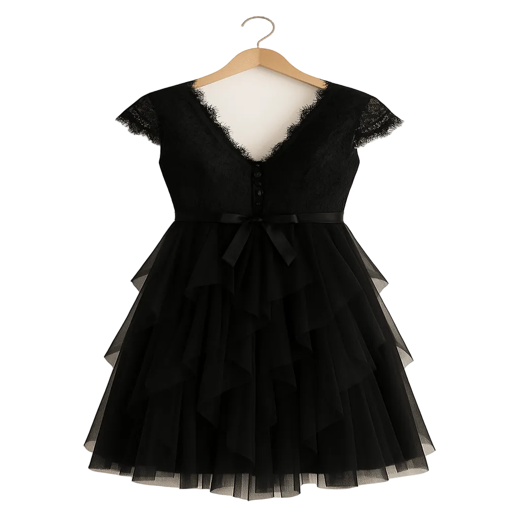 Robe midi élégante, silhouette cintrée avec décolleté en V et jupe évasée, style romantique. - 4