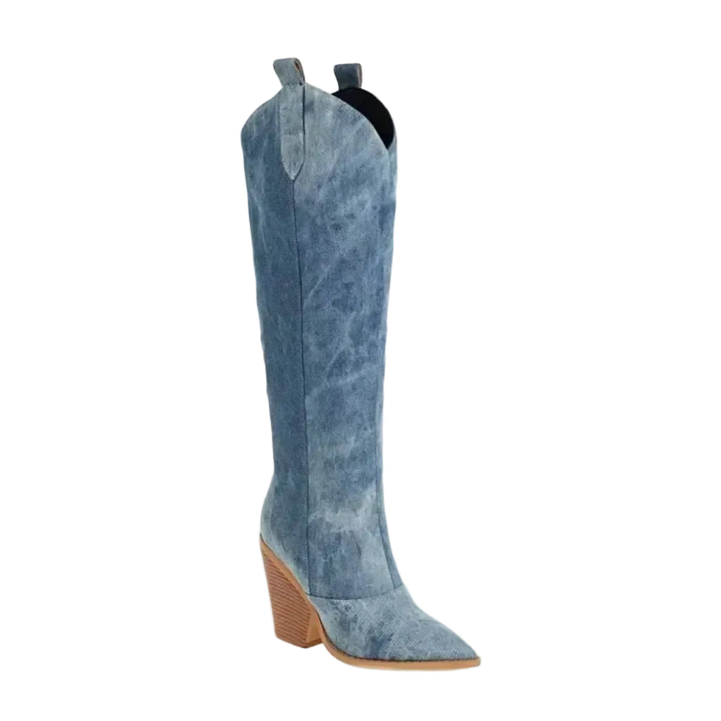 Bottes cuissardes femme, style cowboy, talon stiletto. - 3