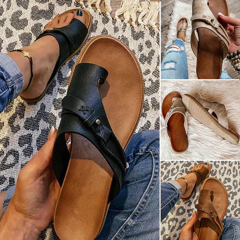Sandales plates d'été avec anneau d'orteil pour femmes. 5