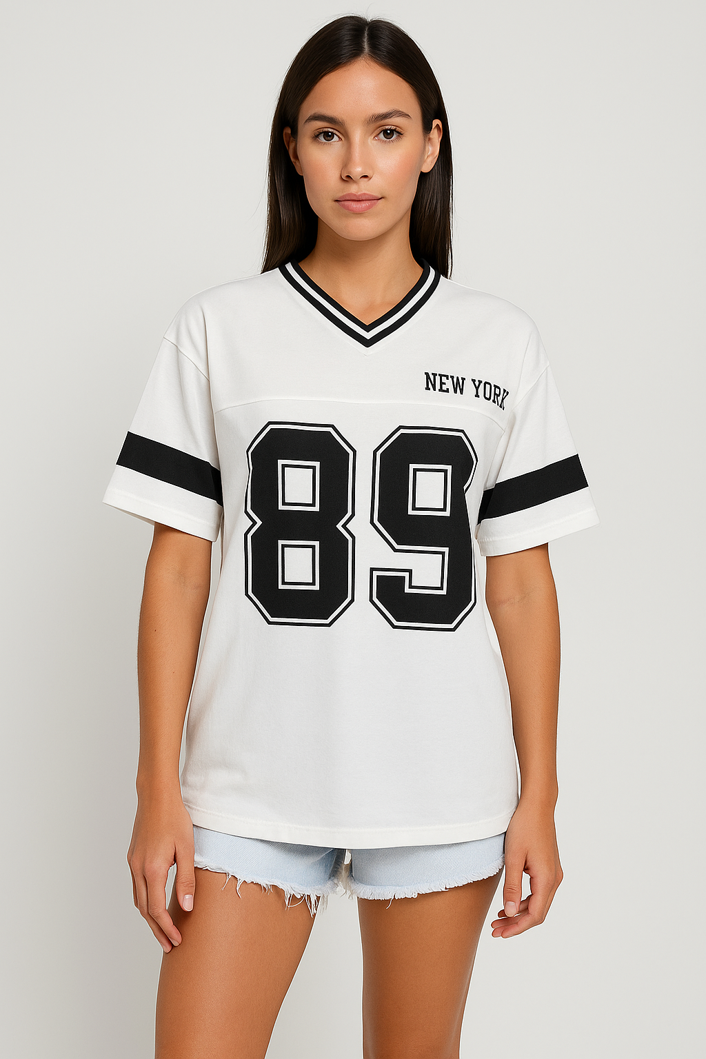 T-shirt décontracté pour femme, col en V, coupe légère. - 2
