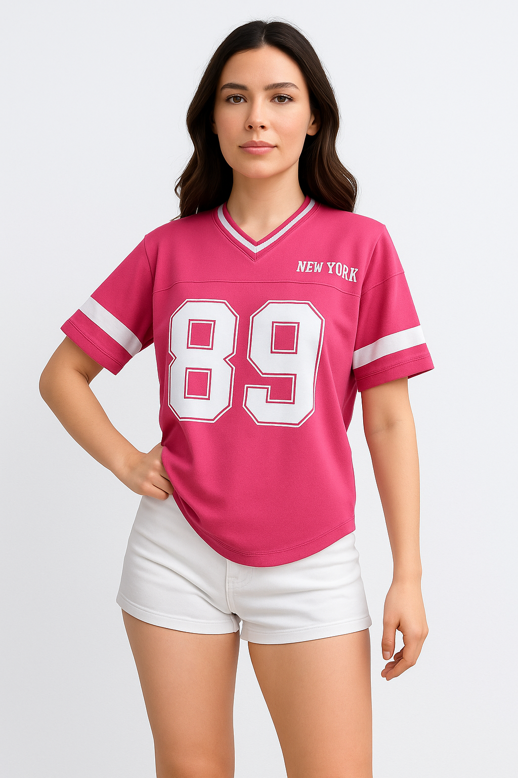 T-shirt décontracté pour femme, col en V, coupe légère. - 3