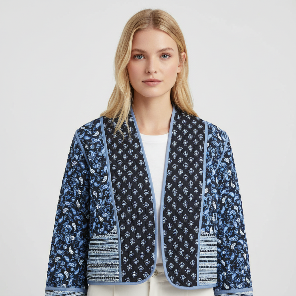Veste femme élégante en patchwork, coupe ajustée. - 3