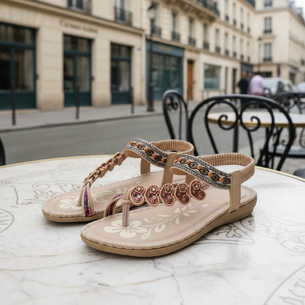 Sandales élégantes à détails perlés, au design confortable. - 10