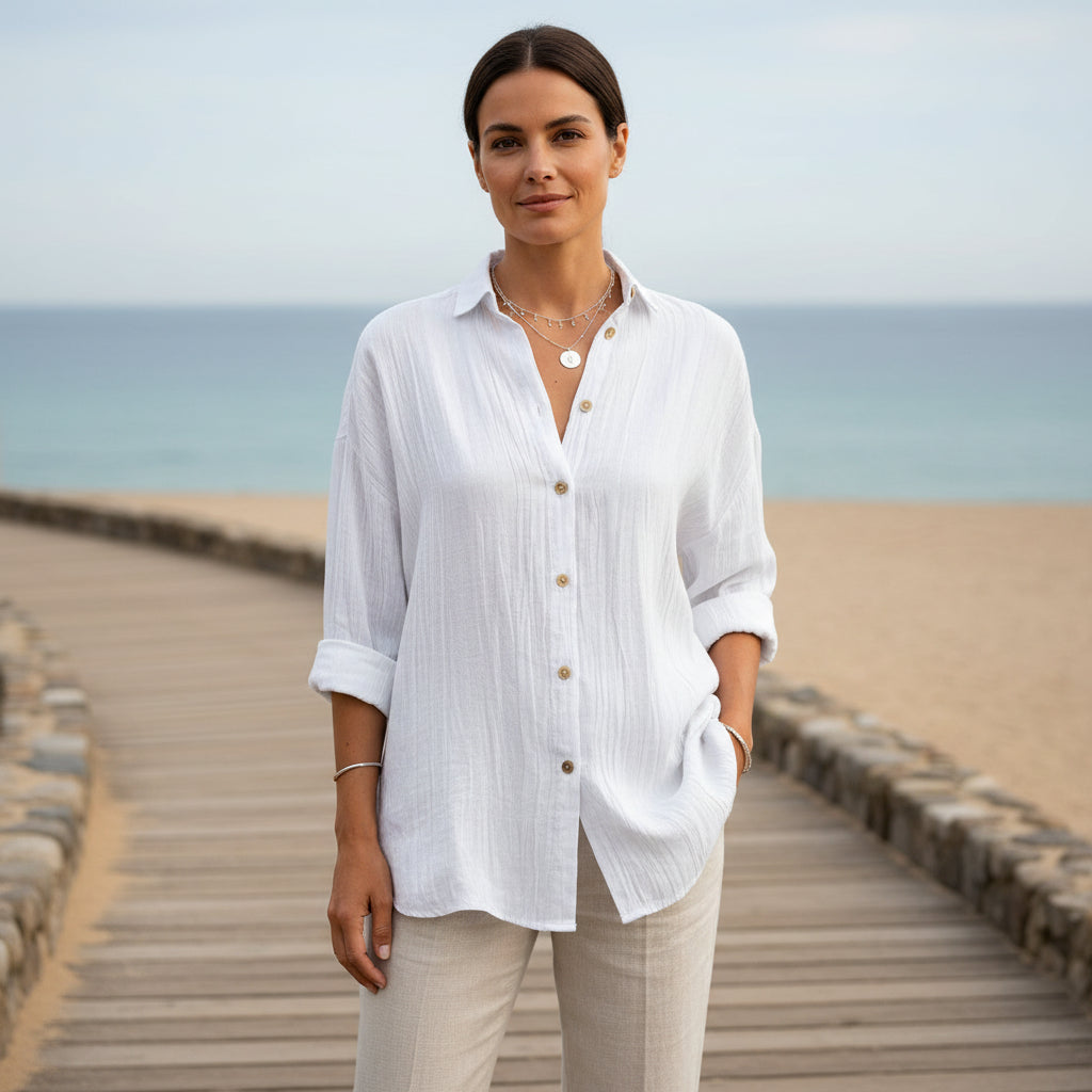Chemisier femme chic, coupe flatteuse, détails plissés. - 12