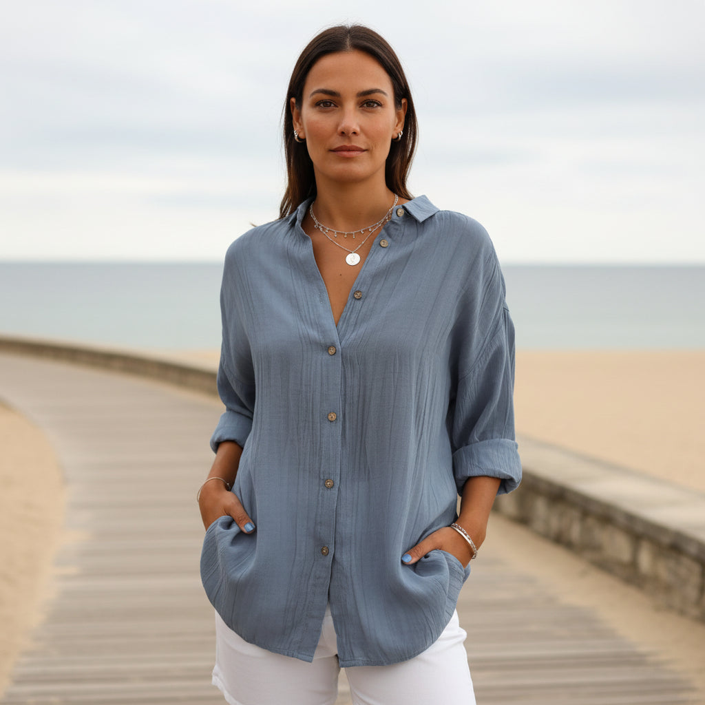 Chemisier femme chic, coupe flatteuse, détails plissés. - 10