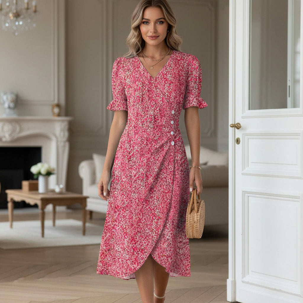 Robe d'été femme longue, fluide, style chic avec imprimé coloré. - 2