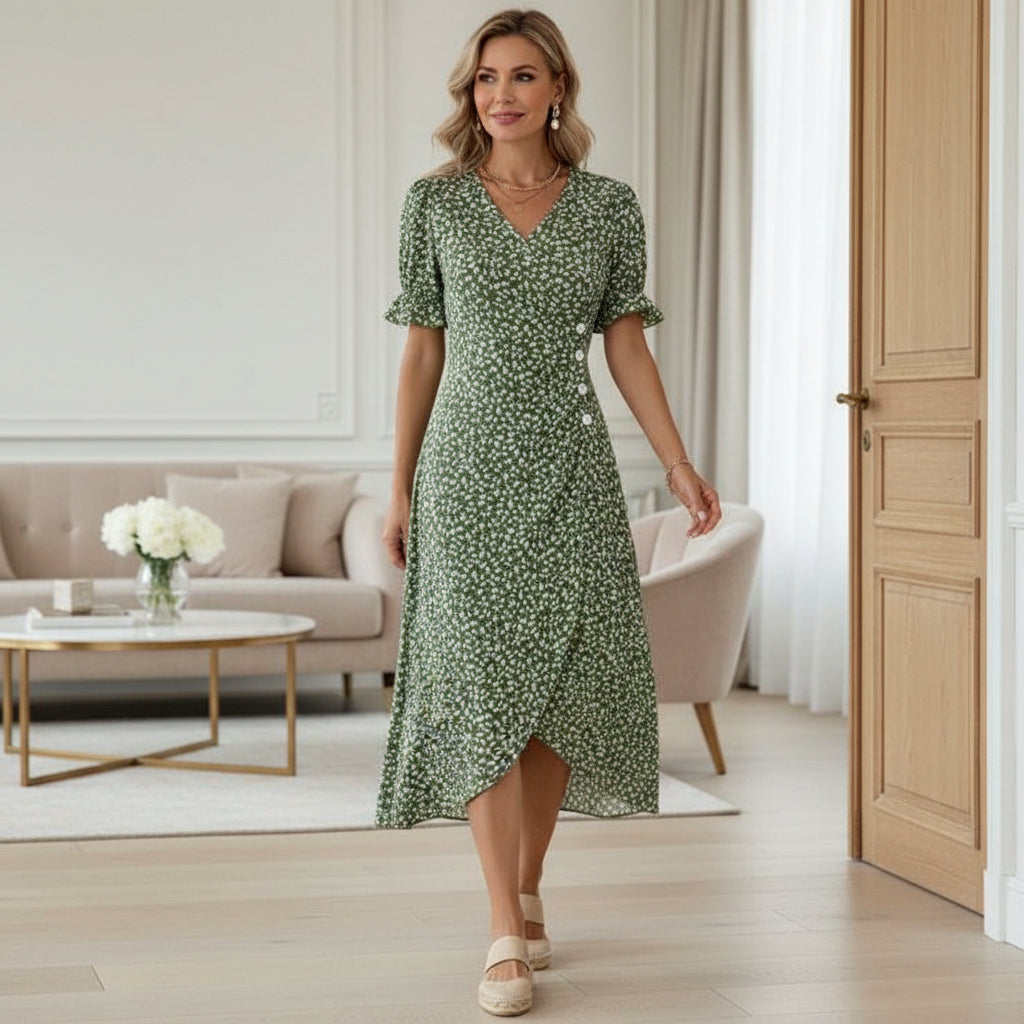 Robe d'été femme longue, fluide, style chic avec imprimé coloré. - 5