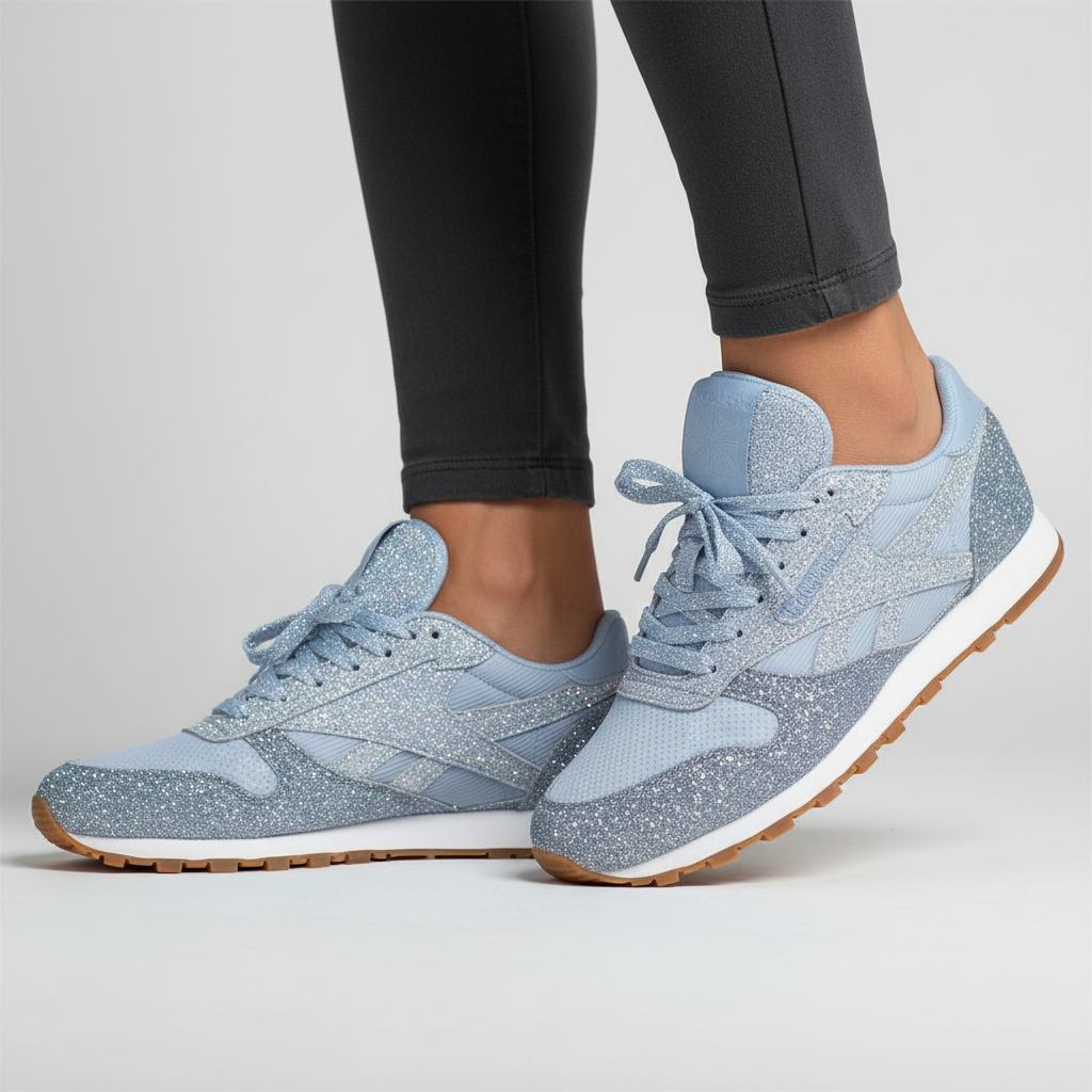 Baskets tendance avec finition pailletée, silhouette décontractée et style élégant. - 2