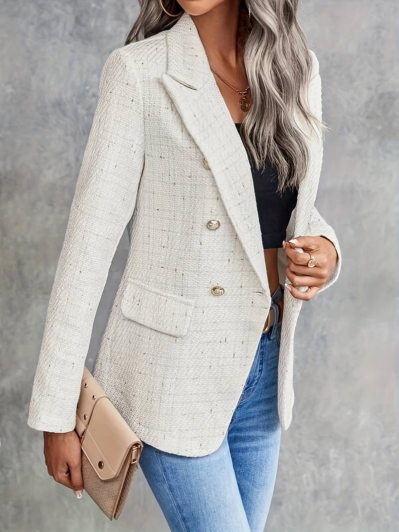 Blazer femme à double boutonnage avec col cranté, style élégant. - 1