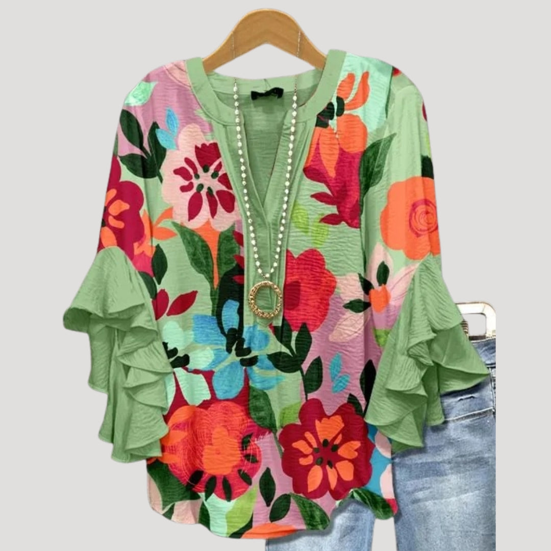 Blouse femme à manches à volants, silhouette fluide et chic. - 3