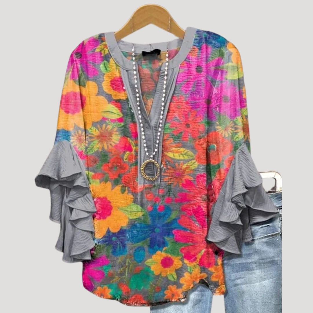 Blouse femme à manches à volants, silhouette fluide et chic. - 7