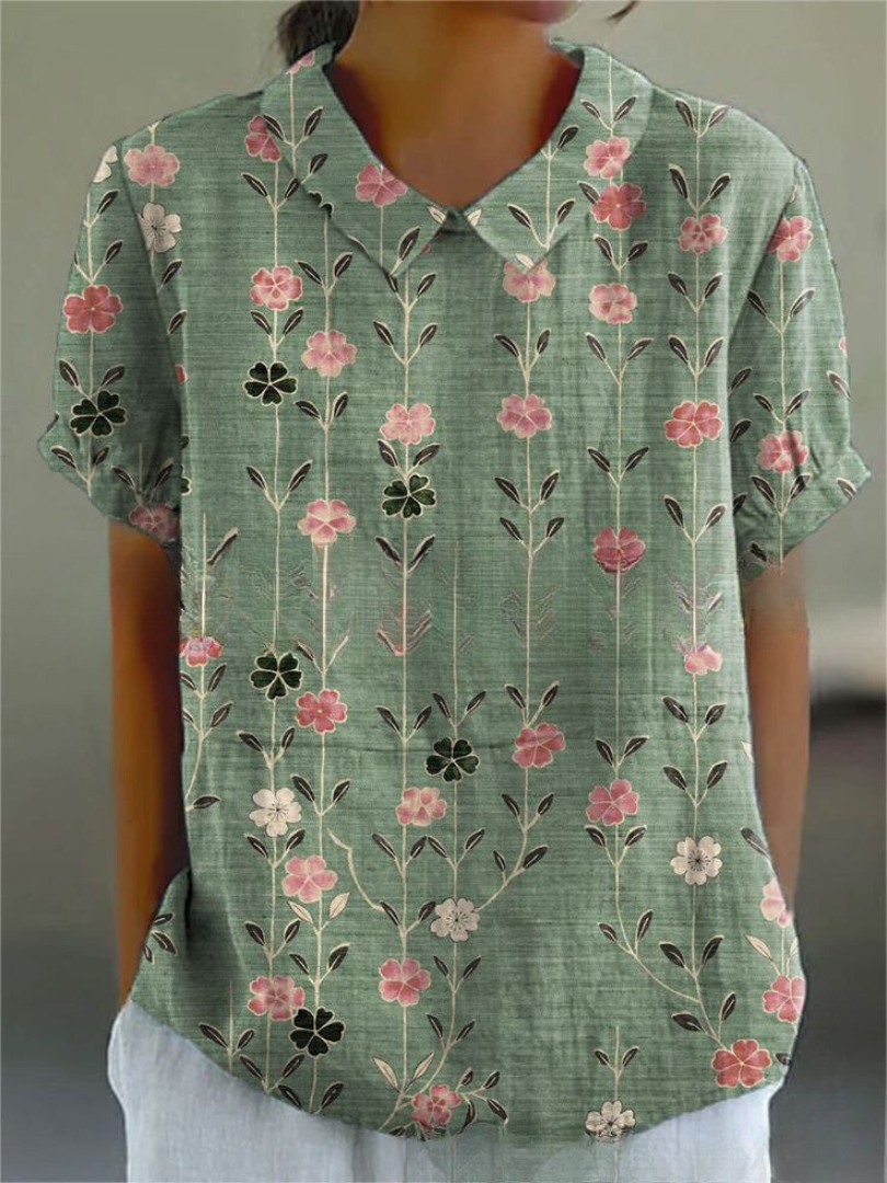 Chemise femme à design floral décontracté et coupe fluide. 6