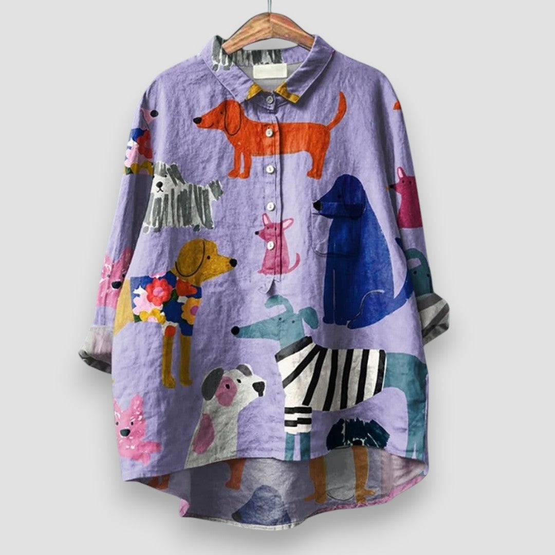 Chemise femme à imprimé original avec une coupe décontractée. 1