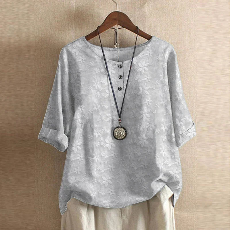 Chemisier femme chic à design floral élégant et coupe décontractée. 5