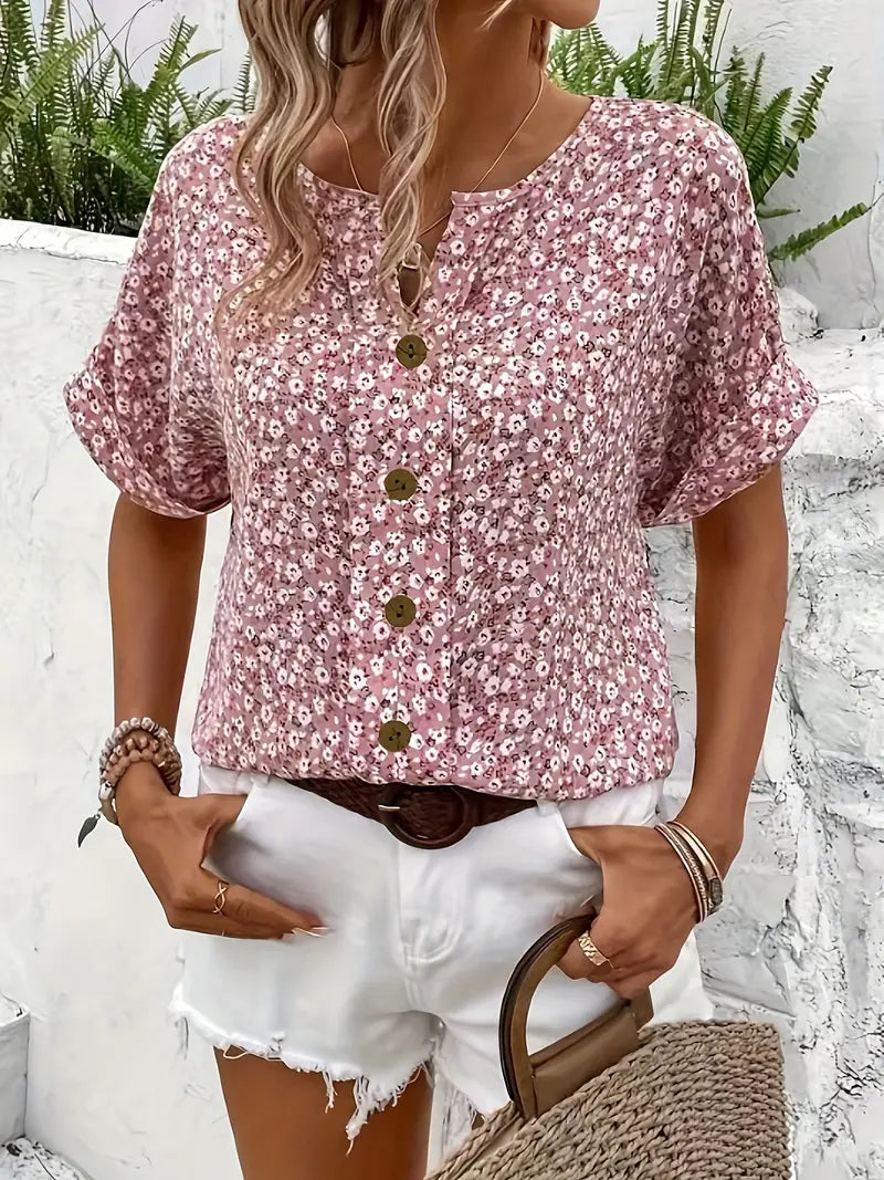 Chemisier femme chic, imprimé floral élégant, coupe fluide. 3