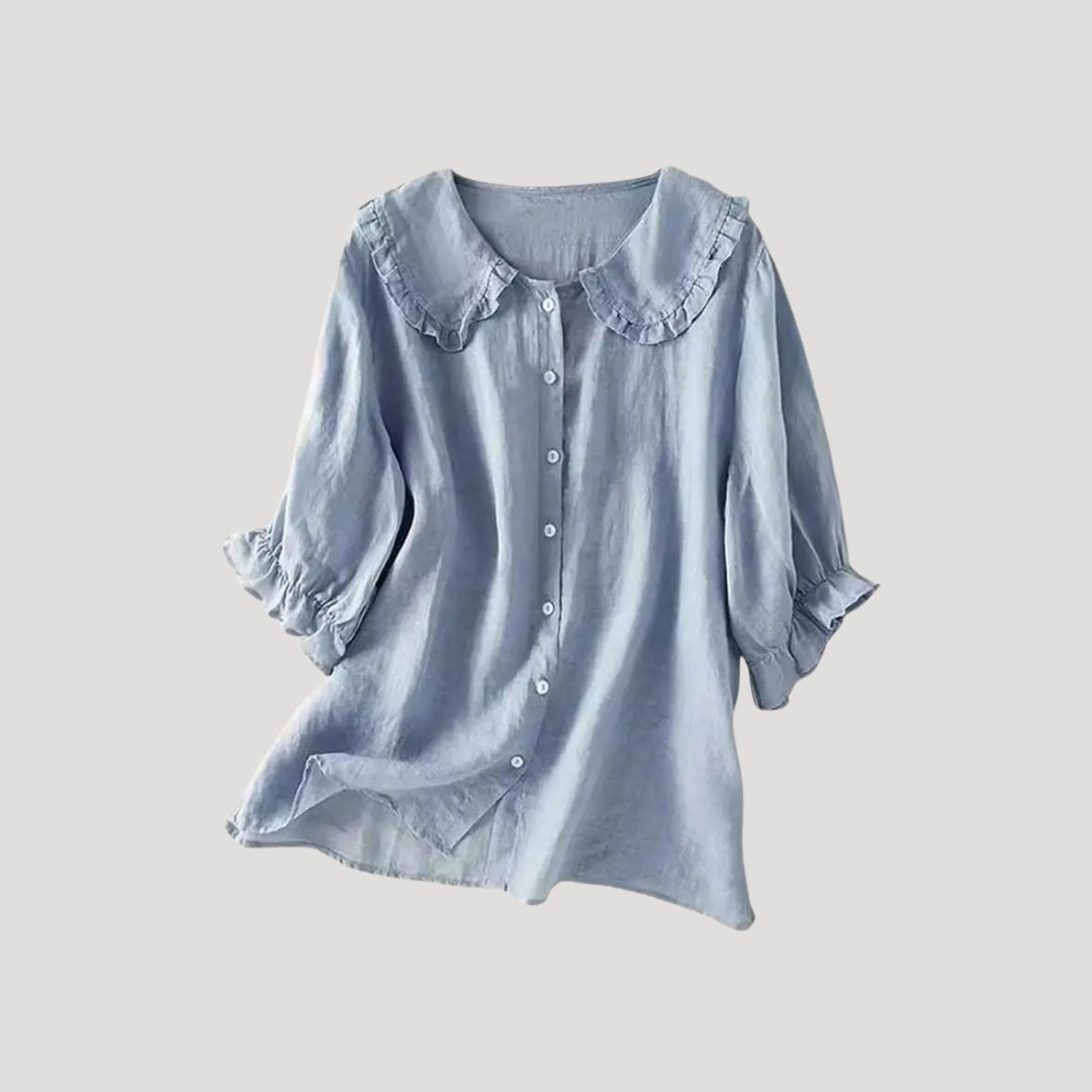 Chemisier femme chic, silhouette ajustée, col élégant et poignets raffinés. - 1
