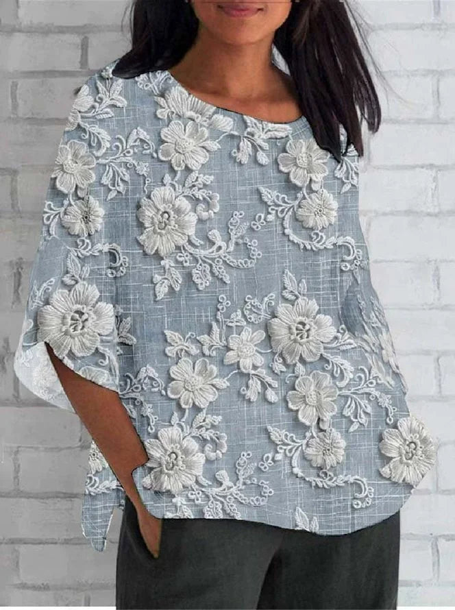 Chemisier femme à fleurs vintage, coupe fluide et élégante. 1