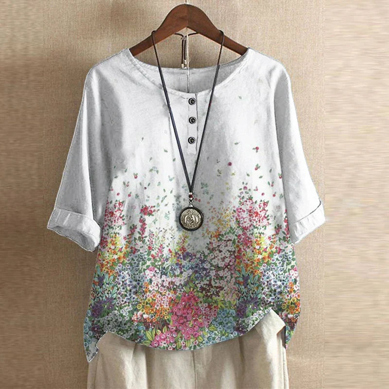 Chemisier rétro à design floral élégant et coupe décontractée. 6
