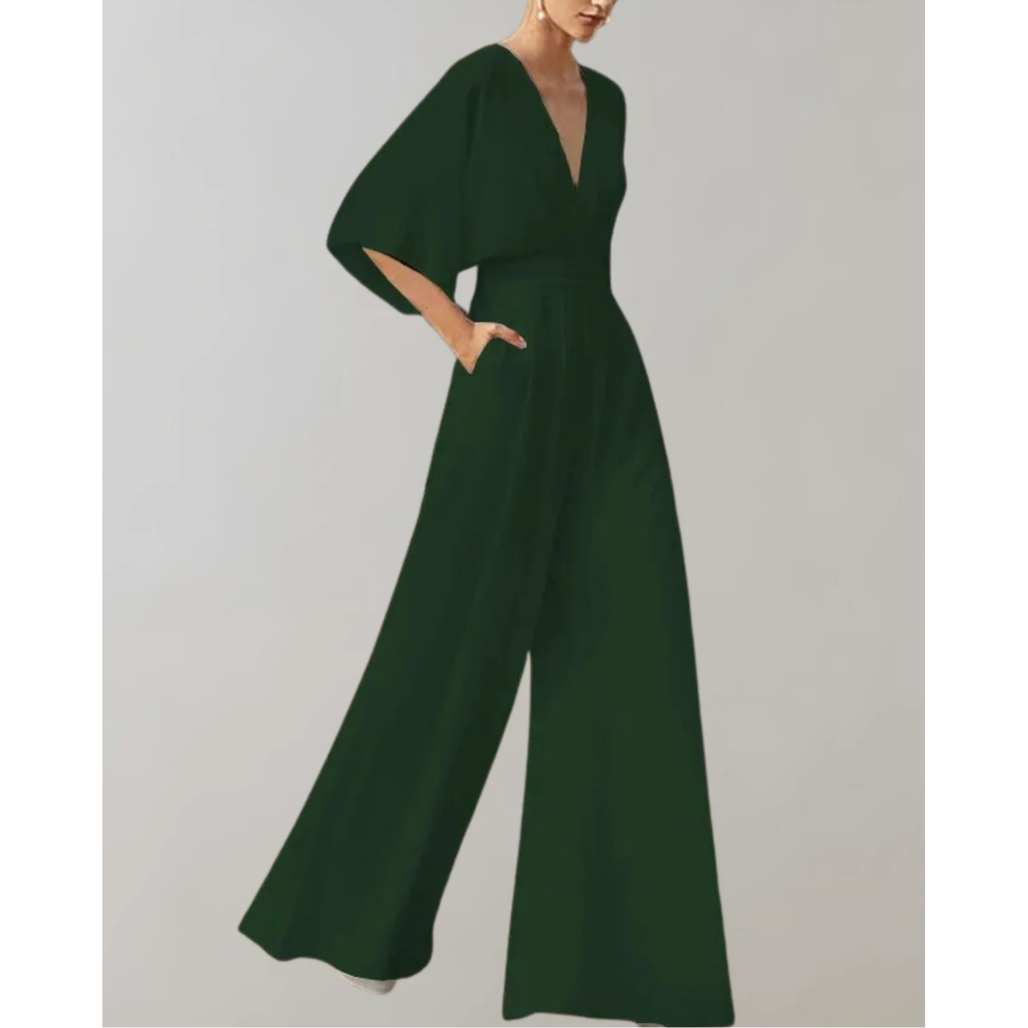 Combinaison femme chic, ajustée avec décolleté en V, sans manches, fluide. - 7