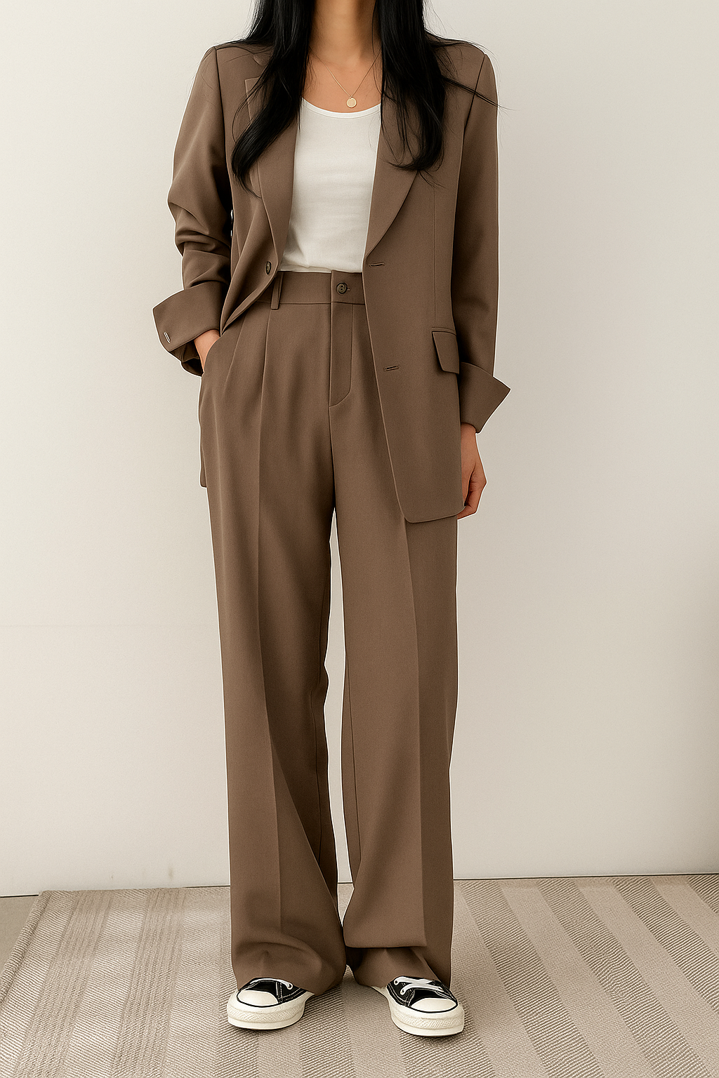 Costume femme moderne avec blazer cintré et pantalon élégant. - 3