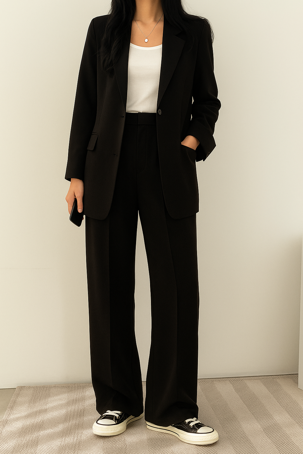 Costume femme moderne avec blazer cintré et pantalon élégant. - 5
