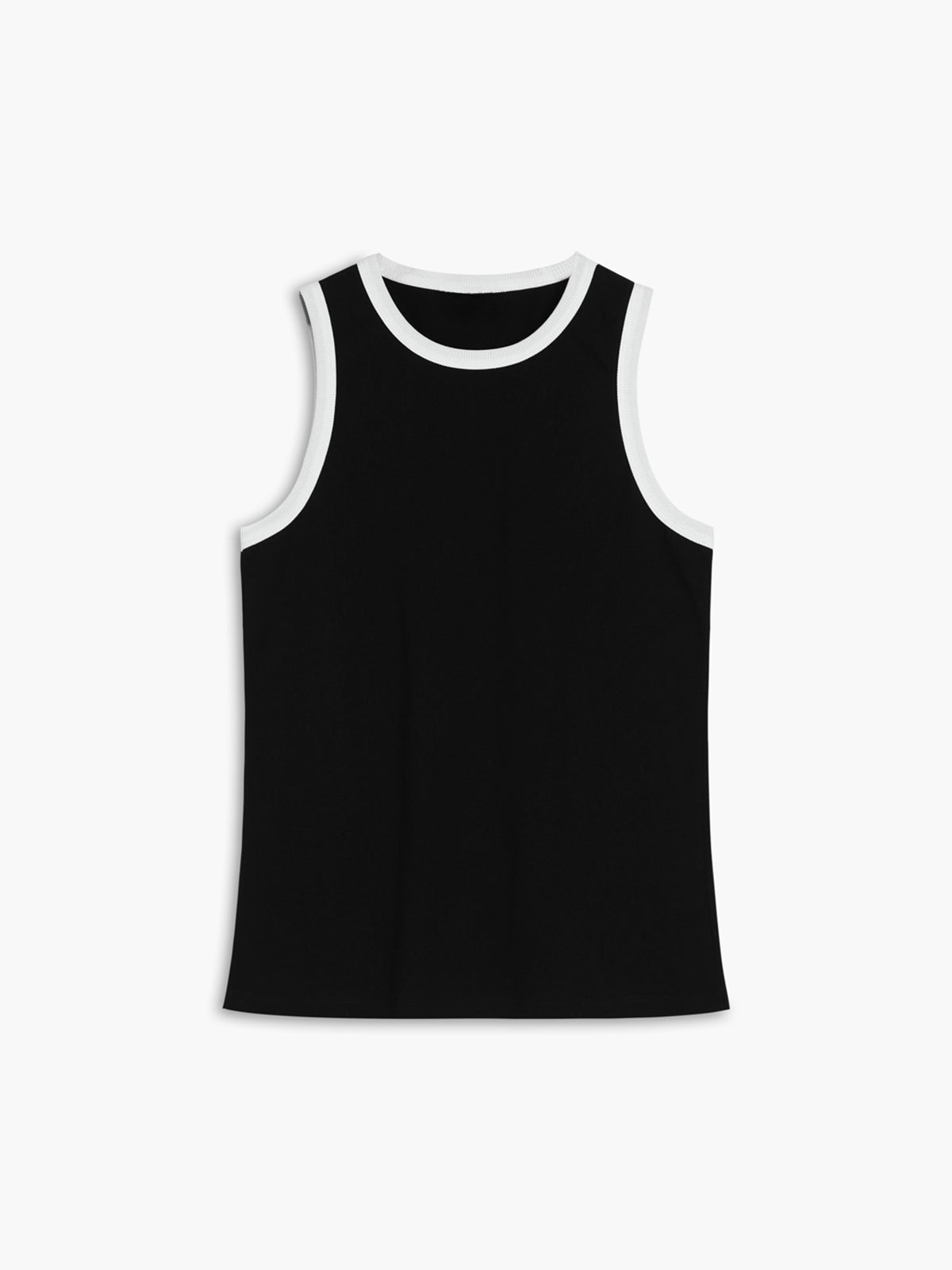 Débardeur femme côtelé avec bordure contrastée, style décontracté. - 5
