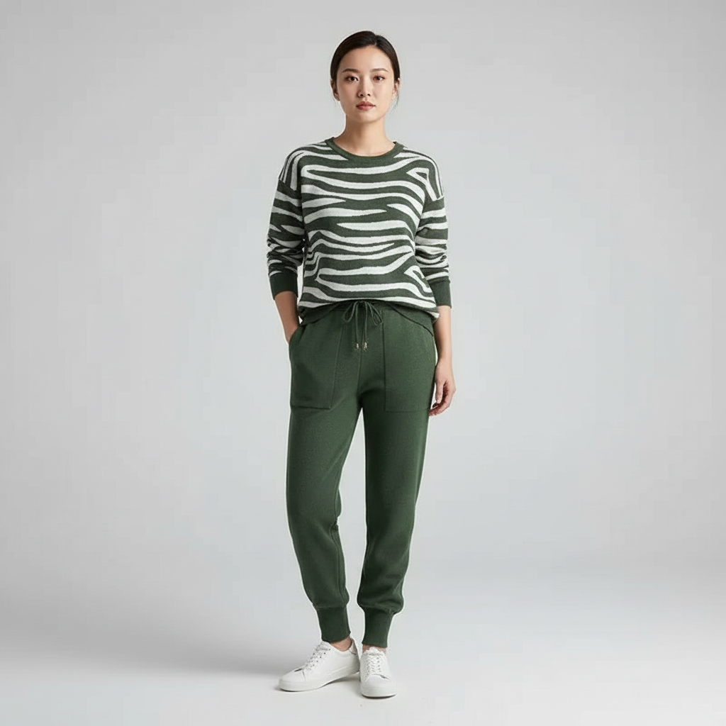 Ensemble détente femme, imprimé zèbre élégant, coupe confortable. - 2