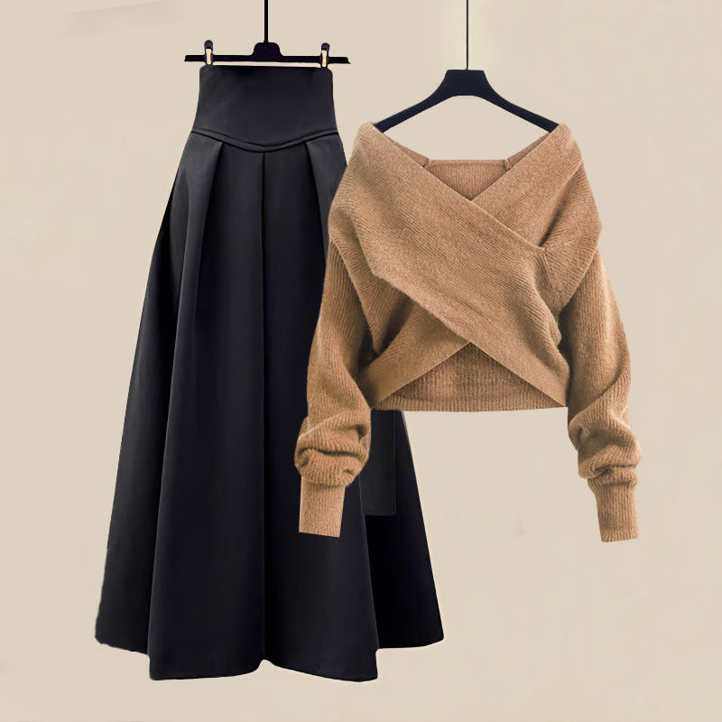 Ensemble femme élégant avec épaules dénudées, silhouette ajustée et style sophistiqué. - 4