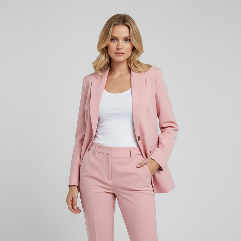 Ensemble tailleur femme avec blazer ajusté et pantalon droit chic. - 5