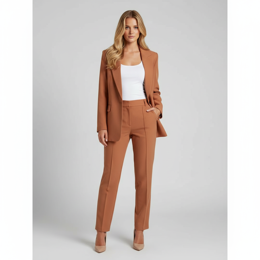 Ensemble tailleur femme avec blazer ajusté et pantalon droit chic. - 6
