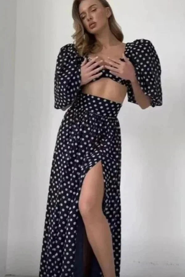 Ensemble chic deux pièces avec haut sans bretelles élégant. - 6