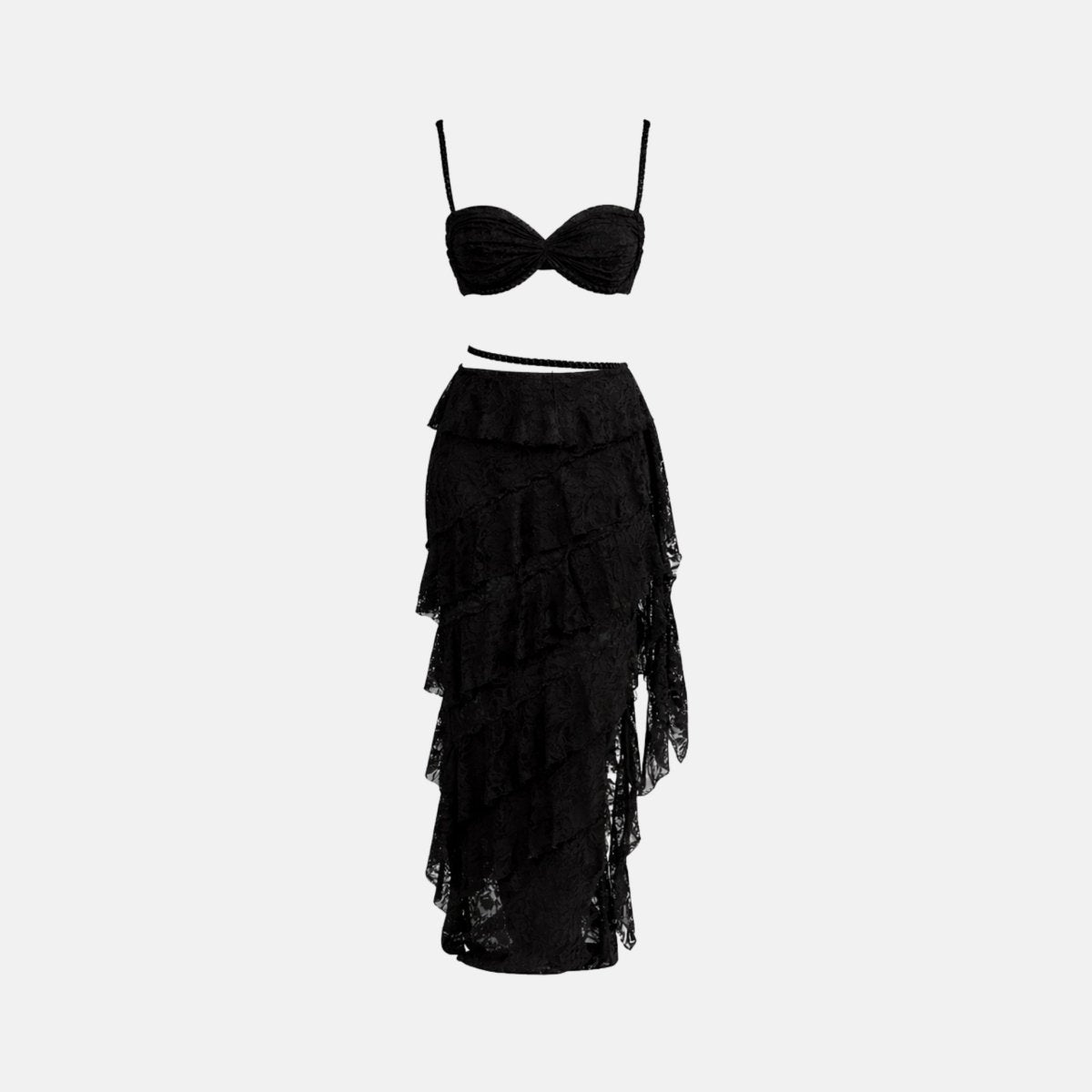 Ensemble en dentelle, bustier sculpté avec jupe longue évasée. 3