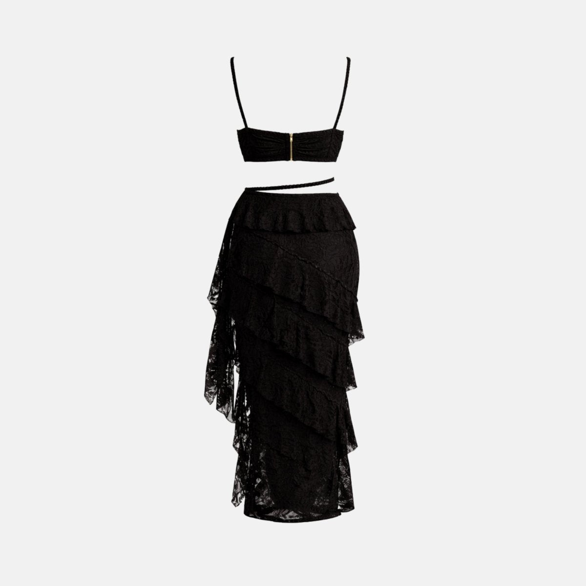 Ensemble en dentelle, bustier sculpté avec jupe longue évasée. 4