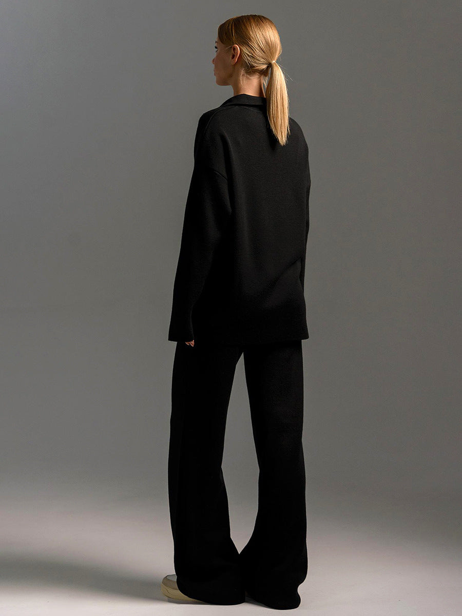 Ensemble femme, polo élégant avec jambes larges et coupe évasée. - 4