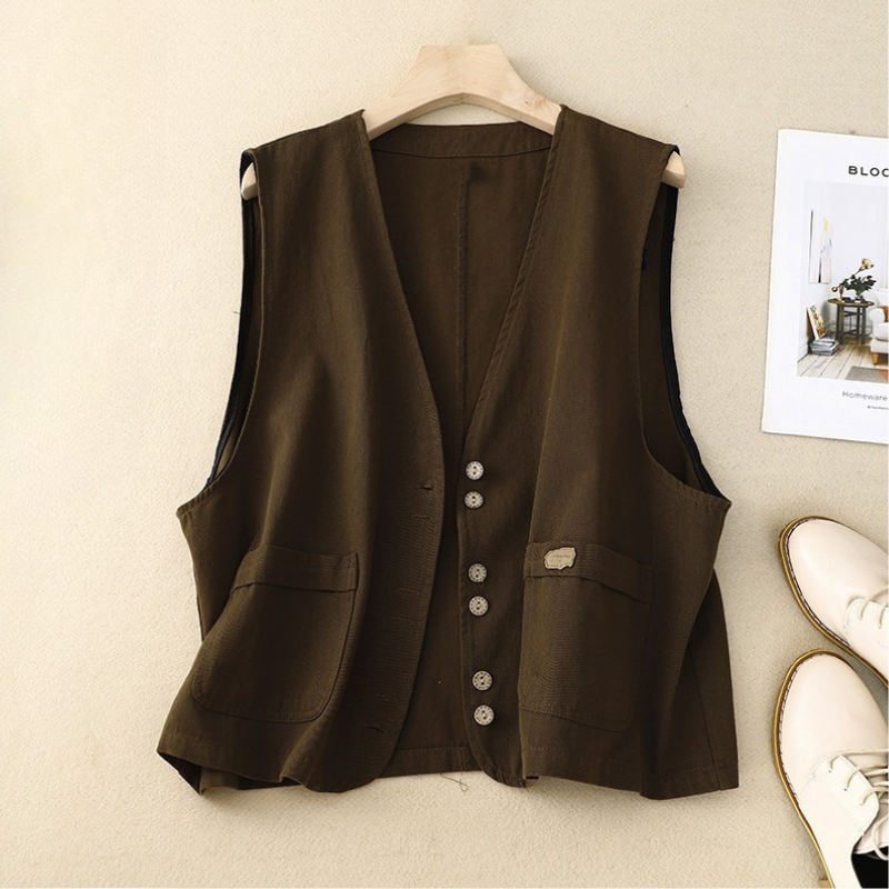 Gilet femme élégant sans manches à coupe fluide. 3